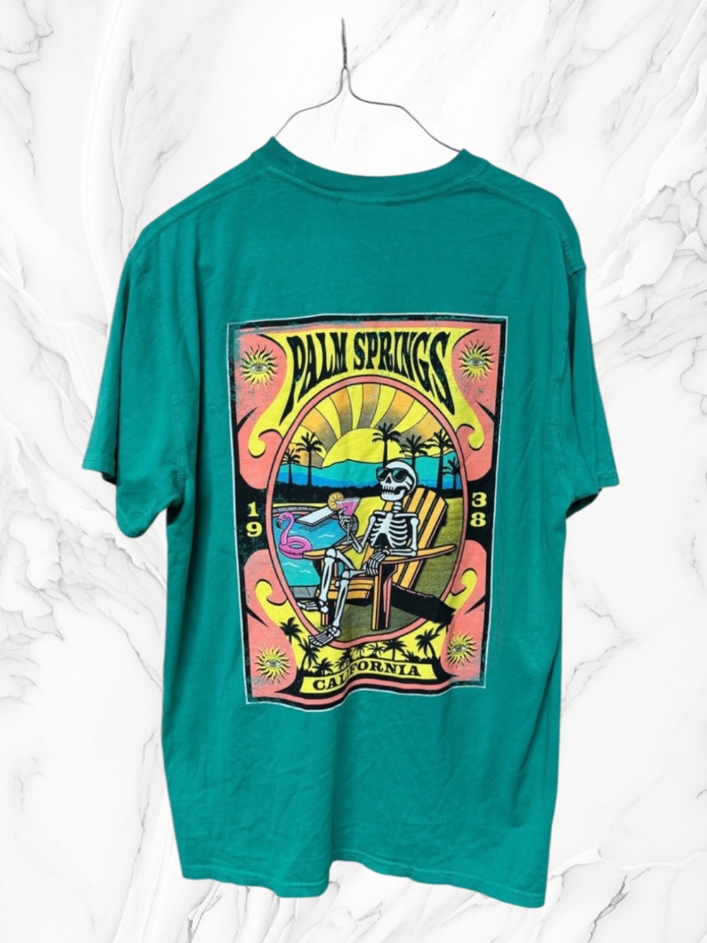 NWT Out West trading Teal Palm Springs Graphic Short Sleeve Tee M
